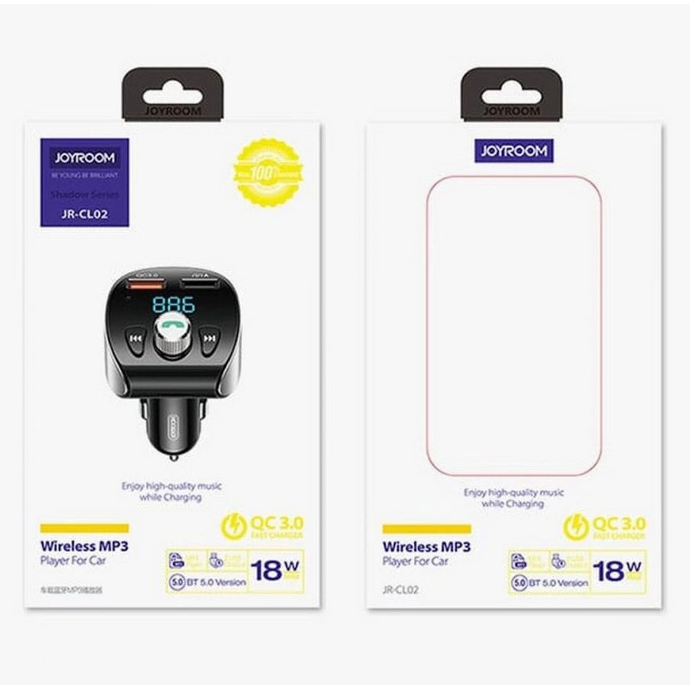 Hurtownia GSM - Transmițător FM Joyroom Bluetooth 5.0 MP3 micro SD 2xUSB 18W 3A QC 3.0 negru (JR-CL02) - JYR150 - {ean13} - Hurt