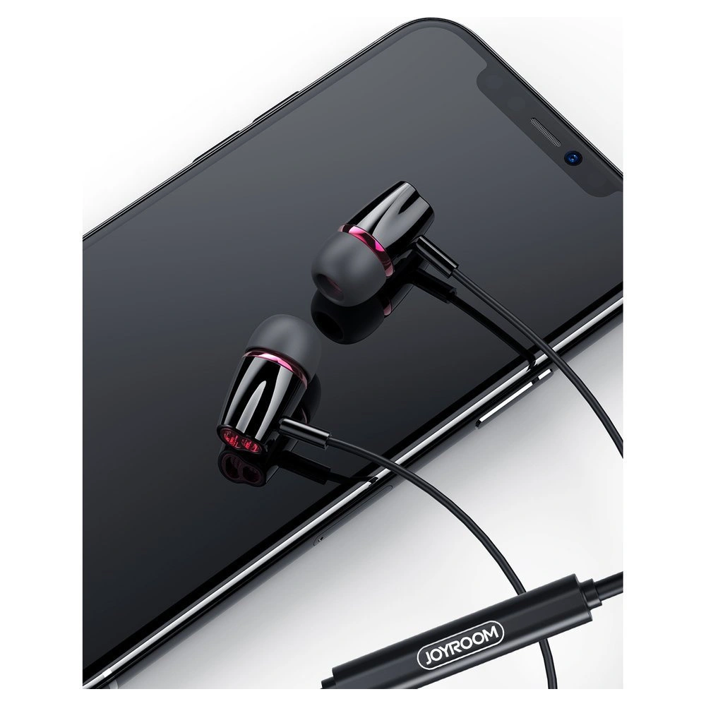Wholesale Joyroom ear headphones 3.5mm mini jack with remote and microphone black (JR-EL114) - JYR152 - {ean13} - Hurt