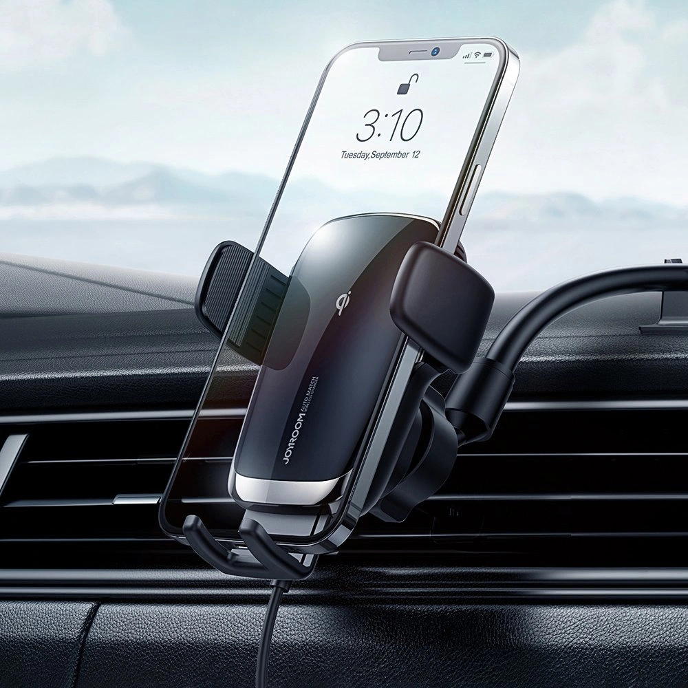 Wholesale Joyroom Qi Wireless Charger Automatic Electric Car Holder for Cockpit Dashboard Black (JR-ZS248) - JYR175 - {ean13} - Hurt