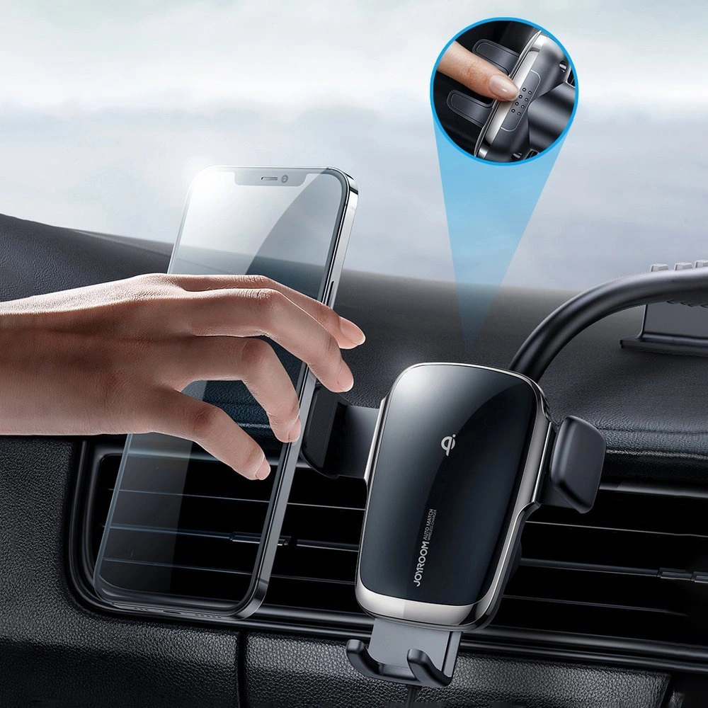 Wholesale Joyroom Qi Wireless Charger Automatic Electric Car Holder for Cockpit Dashboard Black (JR-ZS248) - JYR175 - {ean13} - Hurt