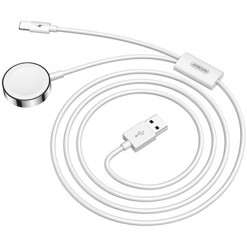 Joyroom Distributor - 6941237150912 - JYR193 - Joyroom 2in1 wirelee Qi charger for Apple Watch / USB - Lightning cable 1,5 m white (S-IW002S) - B2B homescreen