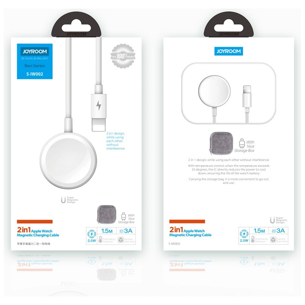 Hurtownia GSM - Cablul + încărcătorul pentru Apple Watch Joyroom 2w1 USB/Lightning 1,5m alb (S-IW002S) - JYR193 - {ean13} - Hurt