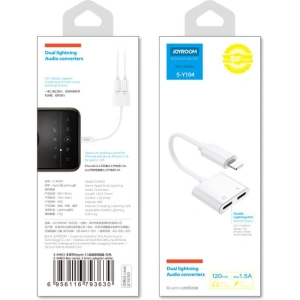 Hurtownia GSM - Adapter Joyroom Lightning fülhallgató - 2x Lightning fehér (S-Y104) - JYR196 - {ean13} - Hurt