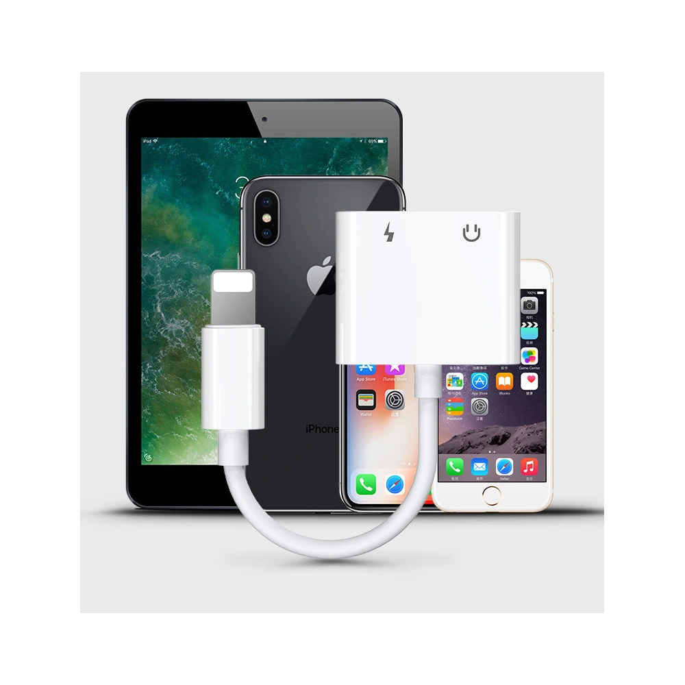 Wholesale Joyroom Lightning - 2x Lightning headphone adapter audio and charging white (S-Y104) - JYR196 - {ean13} - Hurt