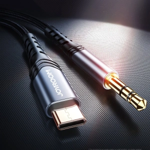 Wholesale Joyroom AUX stereo audio cable 3.5 mm mini jack - USB-C for tablet phone 1 m black (SY-A03) - JYR204 - {ean13} - Hurt