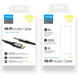 Kabel audio Joyroom AUX 3,5mm mini jack/USB-C 1m czarny (SY-A03)