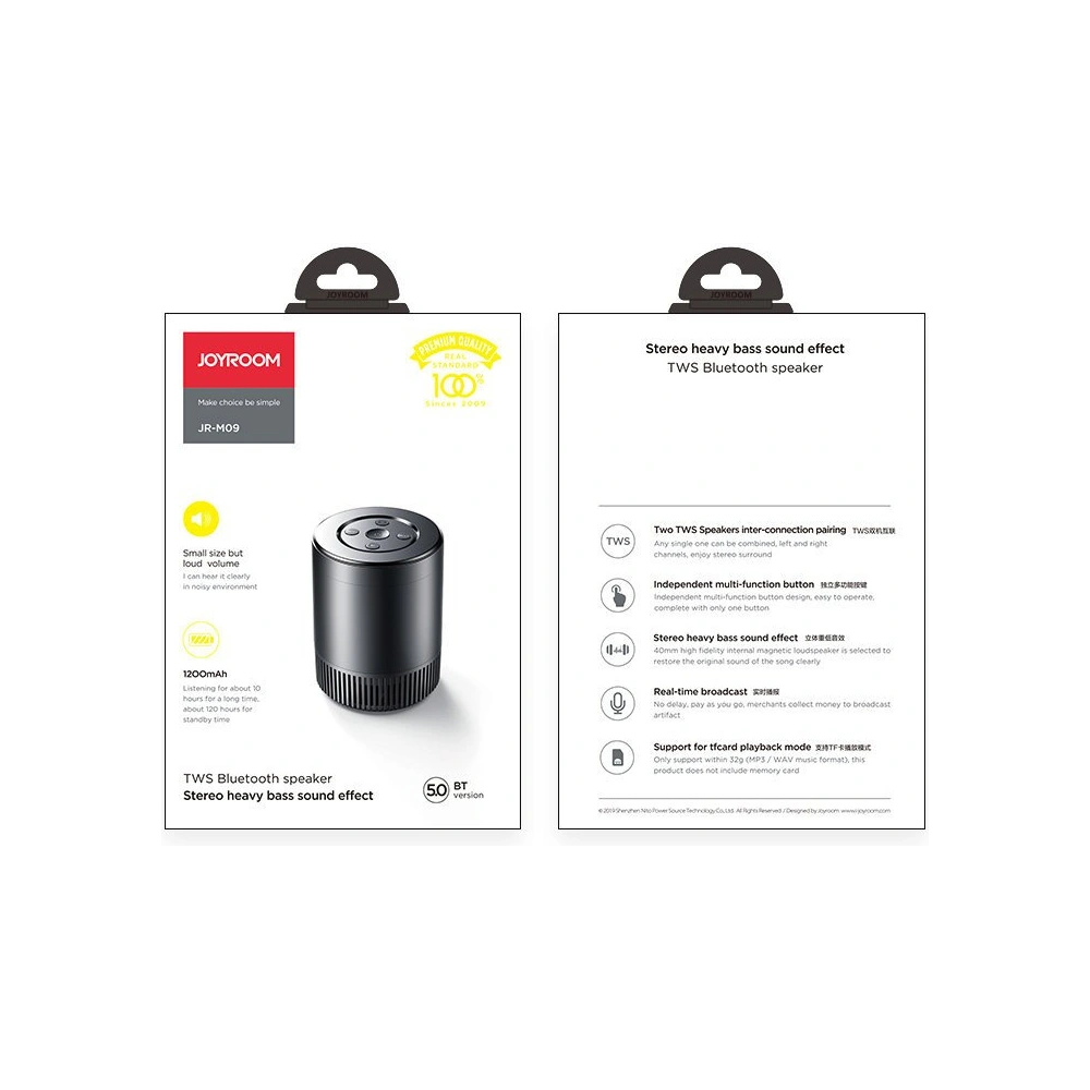 Wholesale Joyroom Wireless Speaker Bluetooth 5.0 5W black (JR-M09) - JYR209 - {ean13} - Hurt
