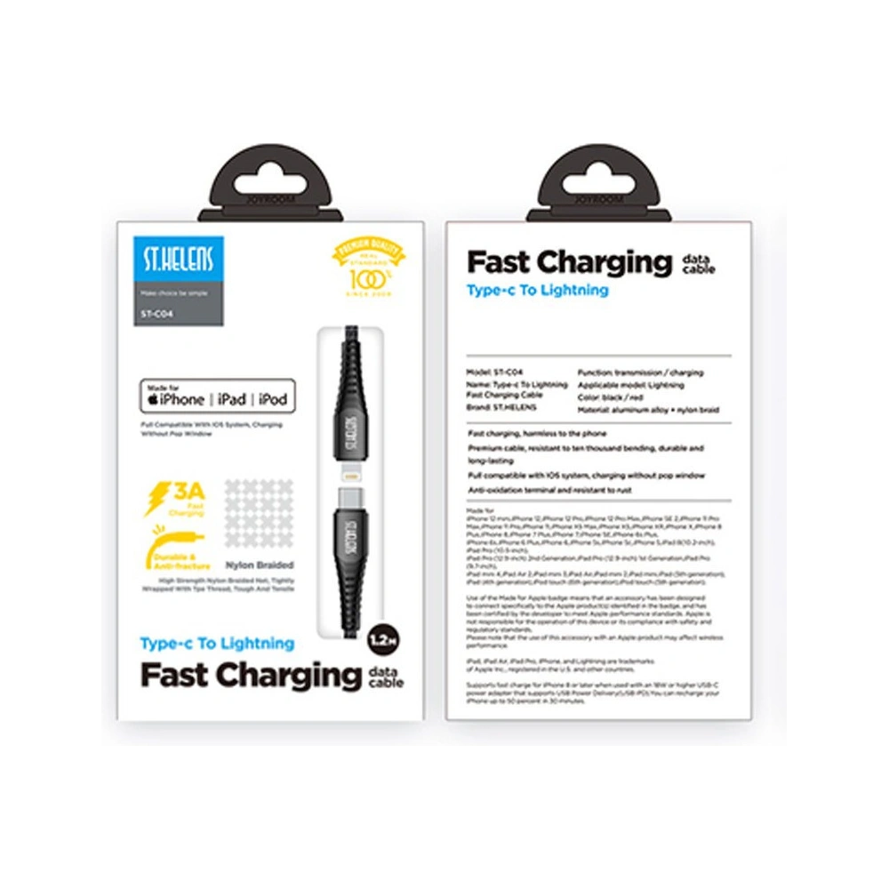 Hurtownia GSM - Kabel Joyroom MFI USB-C/Lightning 2,1A 1,2m černý (ST-C04 1,2M Black) - JYR210 - {ean13} - Hurt