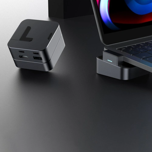 HUB Joyroom USB-C - USB 3.0/RJ45/HDMI/USB-C/Thunderbolt do Apple MacBook Pro szary (S-H121 Gray)