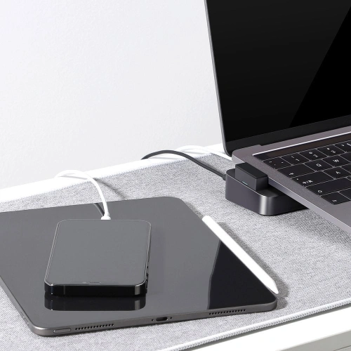 HUB Joyroom USB-C - USB 3.0/RJ45/HDMI/USB-C/Thunderbolt do Apple MacBook Pro szary (S-H121 Gray)