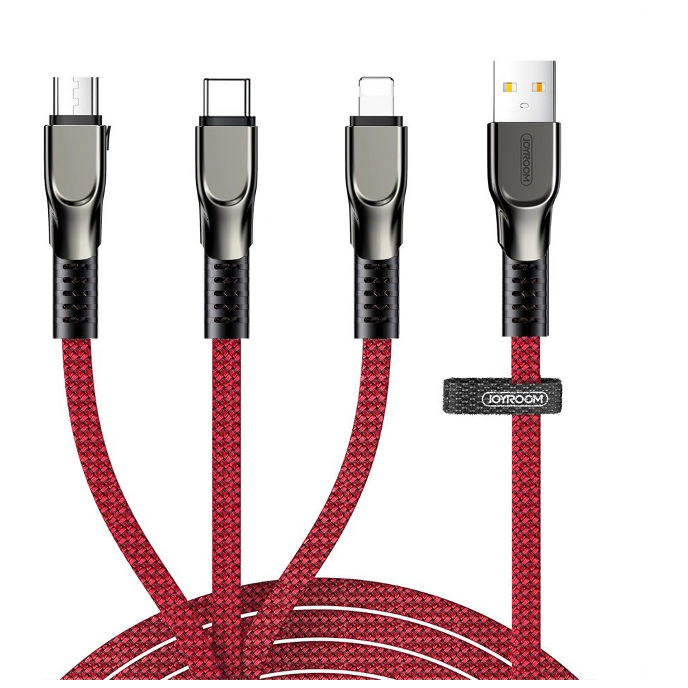 Hurtownia GSM - Kabel Joyroom 3w1 USB-Lightning/microUSB/USB-C 3,5A 480 Mbps 1,3m červený (S-1335K4) - JYR215 - {ean13} - Hurt