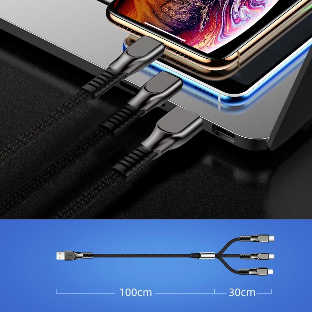 Hurtownia GSM - Kabel Joyroom 3w1 USB-Lightning/microUSB/USB-C 3,5A 480 Mbps 1,3m červený (S-1335K4) - JYR215 - {ean13} - Hurt
