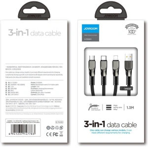 Hurtownia GSM - Kábel Joyroom 3w1 USB-Lightning/microUSB/USB-C 3,5A 480 Mbps 1,3m piros (S-1335K4) - JYR216 - {ean13} - Hurt