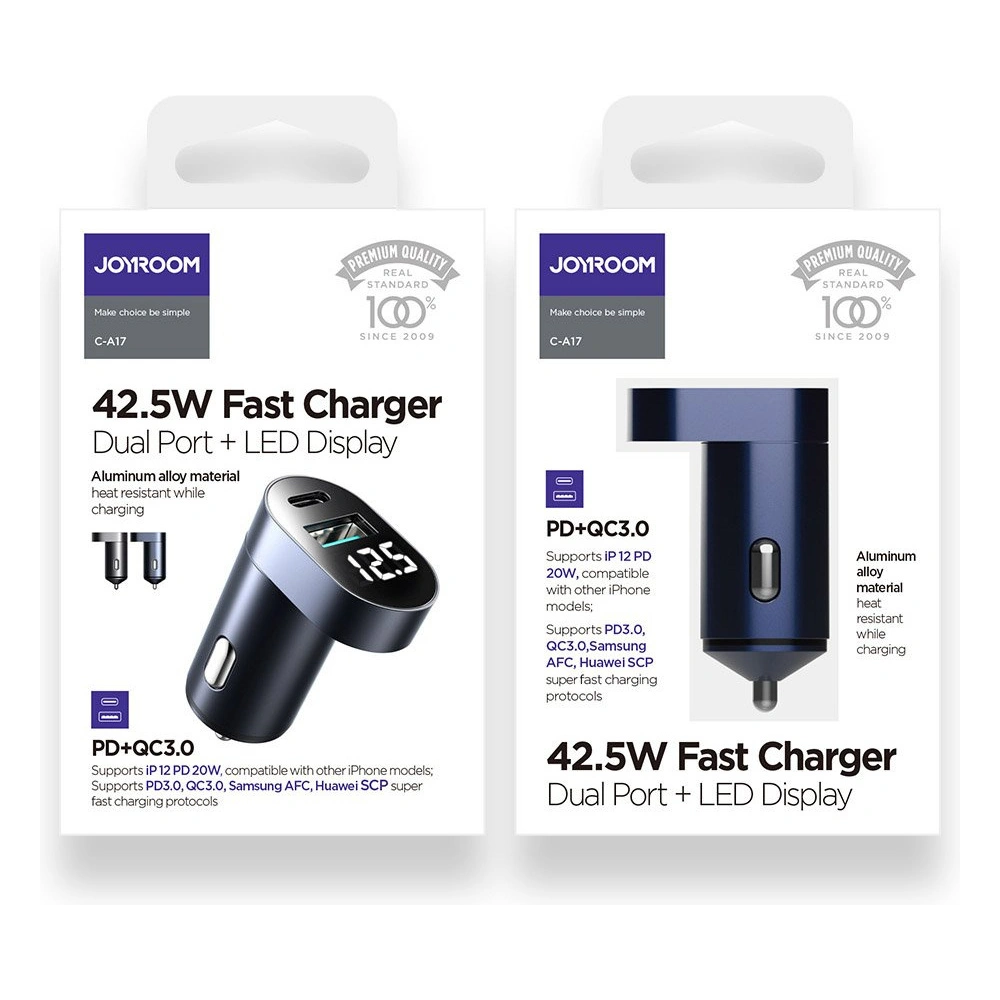 Hurtownia GSM - Autós töltő Joyroom C-A17 USB/USB-C 42,5W Gyors töltés, Power Delivery, AFC, SCP kék - JYR228 - {ean13} - Hurt