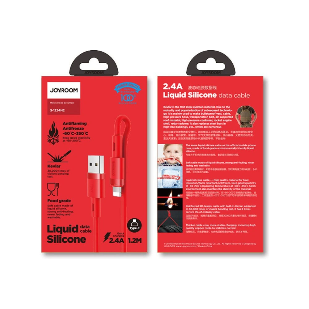 Hurtownia GSM - Kábel Joyroom USB/USB-C 2,4A 1,2m piros (S-1224N2 Red) - JYR237 - {ean13} - Hurt