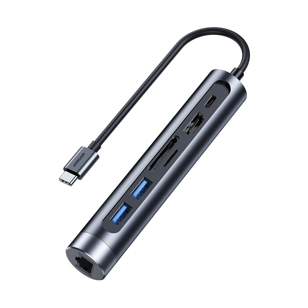 Hurtownia GSM - HUB Joyroom 7v1 USB-C 100W/HDMI 4K 30 Hz/RJ-45/čtečka karet SD a microSD/2x USB 3.0 (S-H111) - JYR239 - {ean13} - Hurt