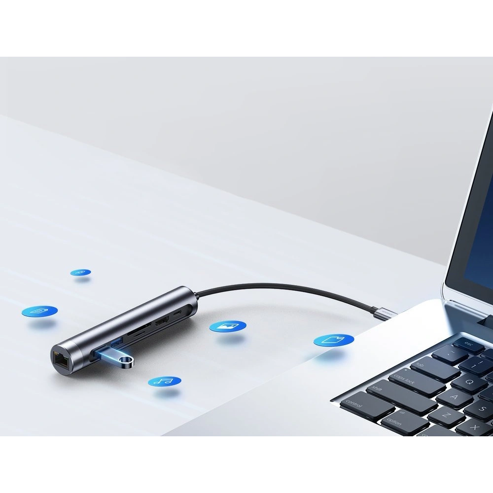 Hurtownia GSM - HUB Joyroom 7w1 USB-C 100W/HDMI 4K 30 Hz/RJ-45/cititor de carduri SD și microSD/2x USB 3.0 (S-H111) - JYR239 - {ean13} - Hurt