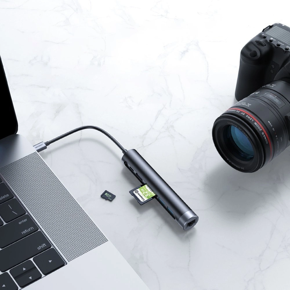 Hurtownia GSM - HUB Joyroom 7v1 USB-C 100W/HDMI 4K 30 Hz/RJ-45/čtečka karet SD a microSD/2x USB 3.0 (S-H111) - JYR239 - {ean13} - Hurt