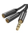 Kabel Joyroom rozdzielacz AUX 3,5mm mini jack (męski)/2x 3,5mm mini jack (żeński) 0,2m czarny (SY-A04)