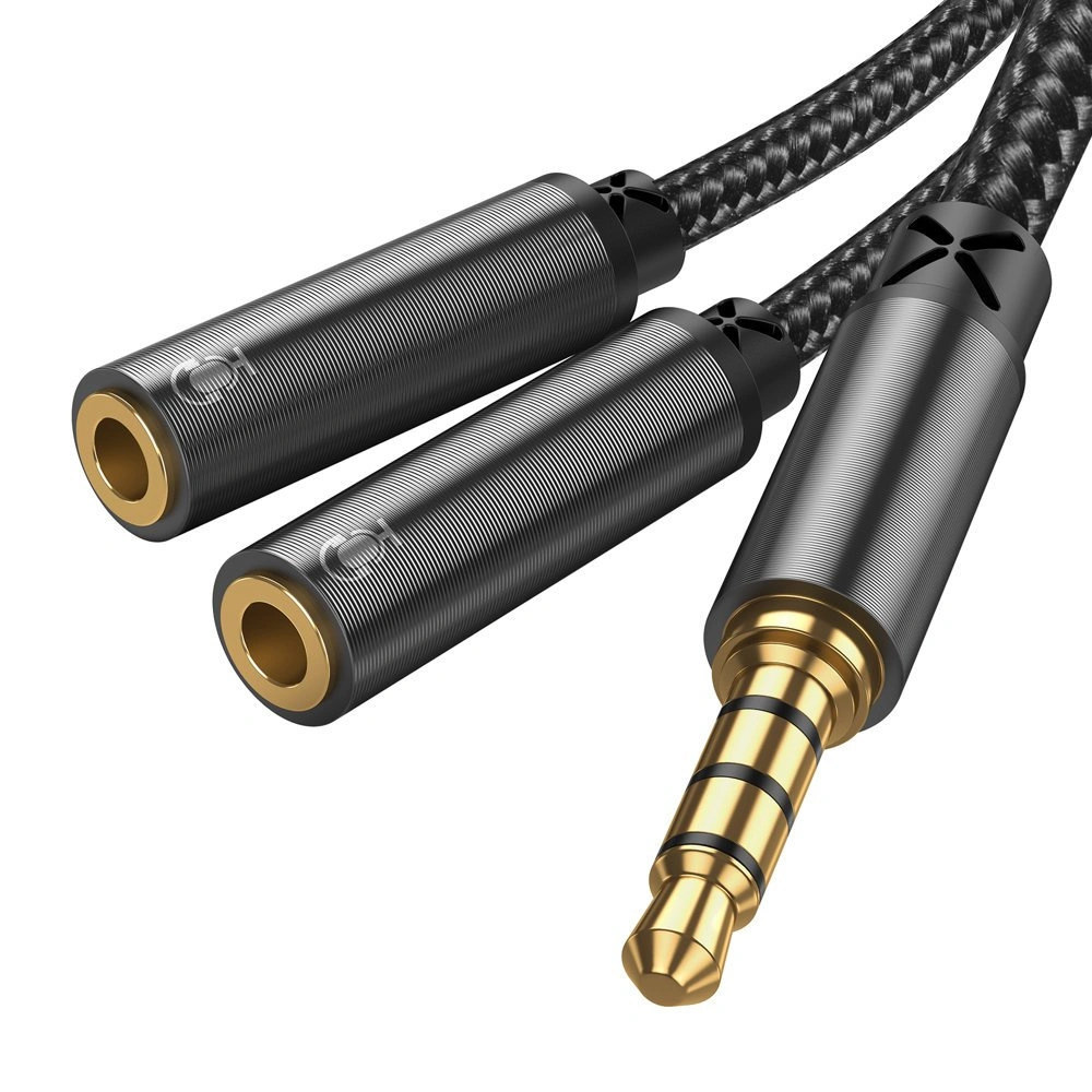 Wholesale Joyroom headphones splitter audio cable AUX 3,5 mm mini jack (male) - 2x 3,5 mm mini jack (female) 0,2m black (SY-A04) - JYR251 - {ean13} - Hurt