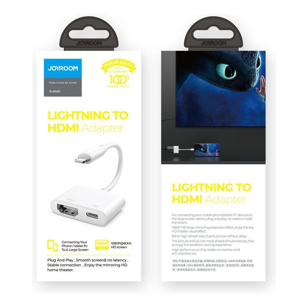Hurtownia GSM - Adapter Joyroom Lightning (männlich)/HDMI (weiblich) + Lightning (weiblich) FullHD 1080p 60Hz weiß (S-H141 weiß) - JYR250 - {ean13} - Hurt