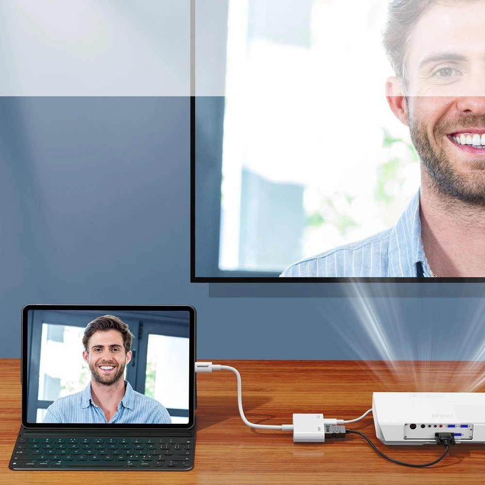 Hurtownia GSM - Adapter Joyroom Lightning (férfi)/HDMI (női) + Lightning (női) FullHD 1080p 60Hz fehér (S-H141 white) - JYR250 - {ean13} - Hurt