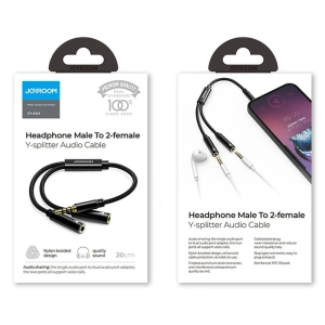 Wholesale Joyroom headphones splitter audio cable AUX 3,5 mm mini jack (male) - 2x 3,5 mm mini jack (female) 0,2m black (SY-A04) - JYR251 - {ean13} - Hurt