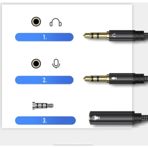 Wholesale Joyroom AUX splitter cable 3.5 mm mini jack (female) - 2x 3.5 mm mini jack (male - microphone and headphones) 0.2 m black (SY-A05) - JYR252 - {ean13} - Hurt
