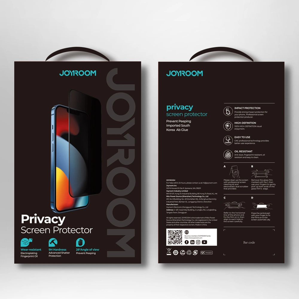 Hurtownia GSM - Szkło hartowane prywatyzujące Joyroom Knight 2,5D Privacy TG Apple iPhone 16e / 14 / 13 / 13 Pro Anti-Spy czarny (JR-PF902) - JYR287 - {ean13} - Hurt