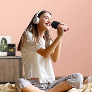 Wholesale Joyroom wireless karaoke microphone with Bluetooth 5.0 speaker 1200mAh blue (JR-MC5Blue) - JYR295 - {ean13} - Hurt
