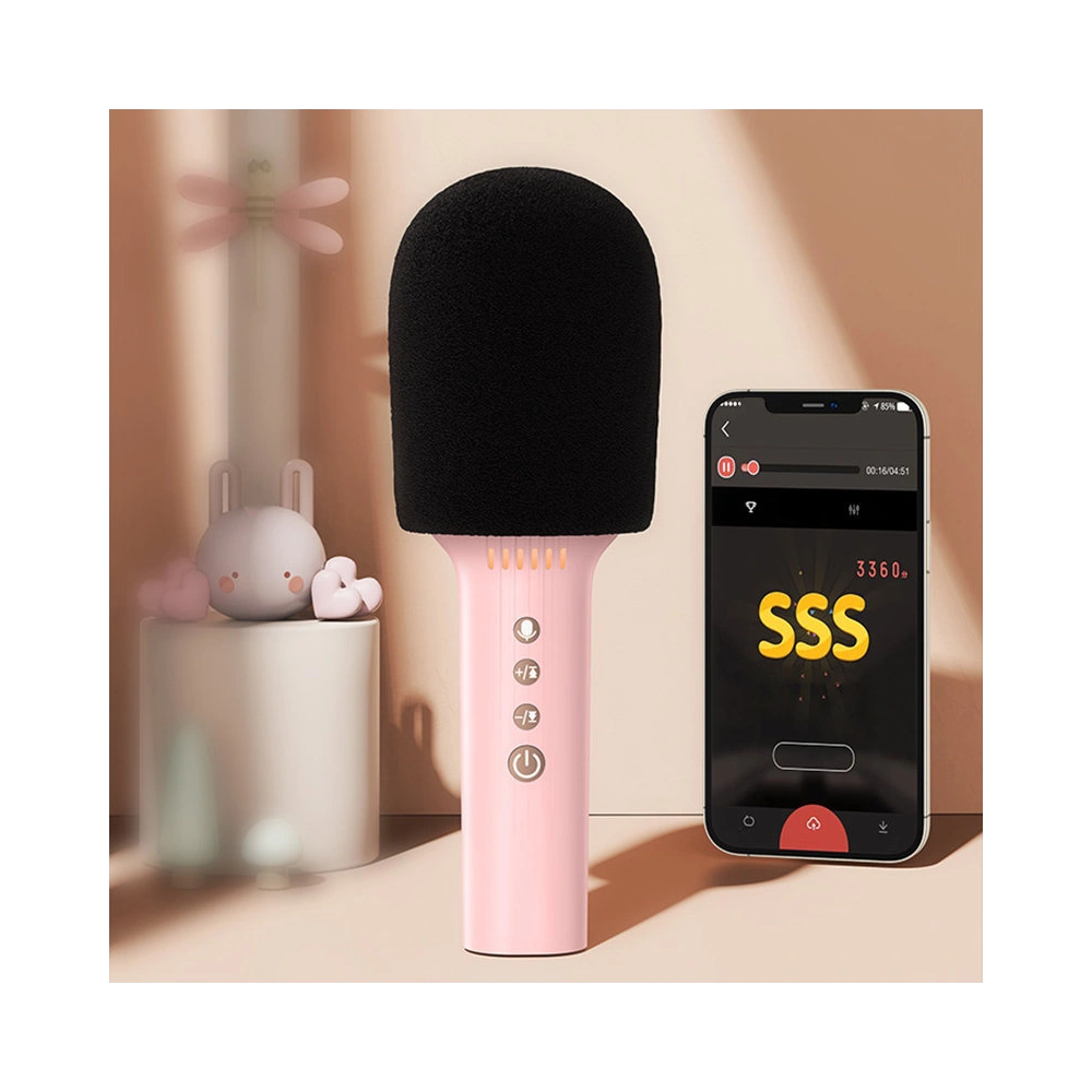 Wholesale Joyroom wireless karaoke microphone with Bluetooth 5.0 speaker 1200mAh pink (JR-MC5 Pink) - JYR296 - {ean13} - Hurt