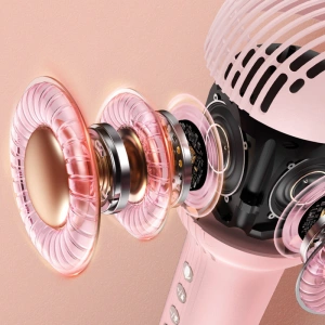 Wholesale Joyroom wireless karaoke microphone with Bluetooth 5.0 speaker 1200mAh pink (JR-MC5 Pink) - JYR296 - {ean13} - Hurt