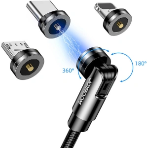 Hurtownia GSM - Mágneses kábel Joyroom 3w1 USB-Lightning/USB-C/microUSB 2,4A töltéshez 1,2m fekete (S-1224X2 LCM fekete) - JYR299 - {ean13} - Hurt