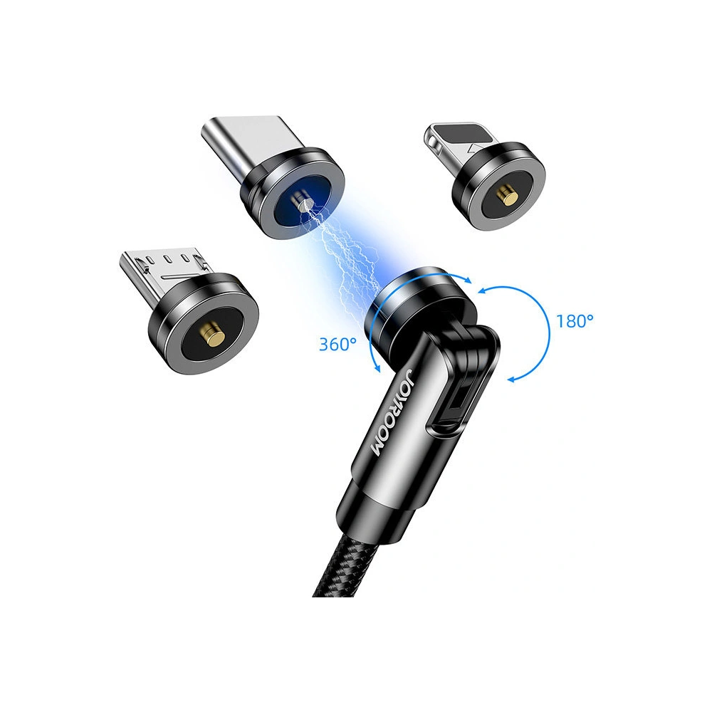 Hurtownia GSM - Magnetický kabel Joyroom 3w1 USB-Lightning/USB-C/microUSB pro nabíjení 2,4A 1,2m černý (S-1224X2 LCM black) - JYR299 - {ean13} - Hurt