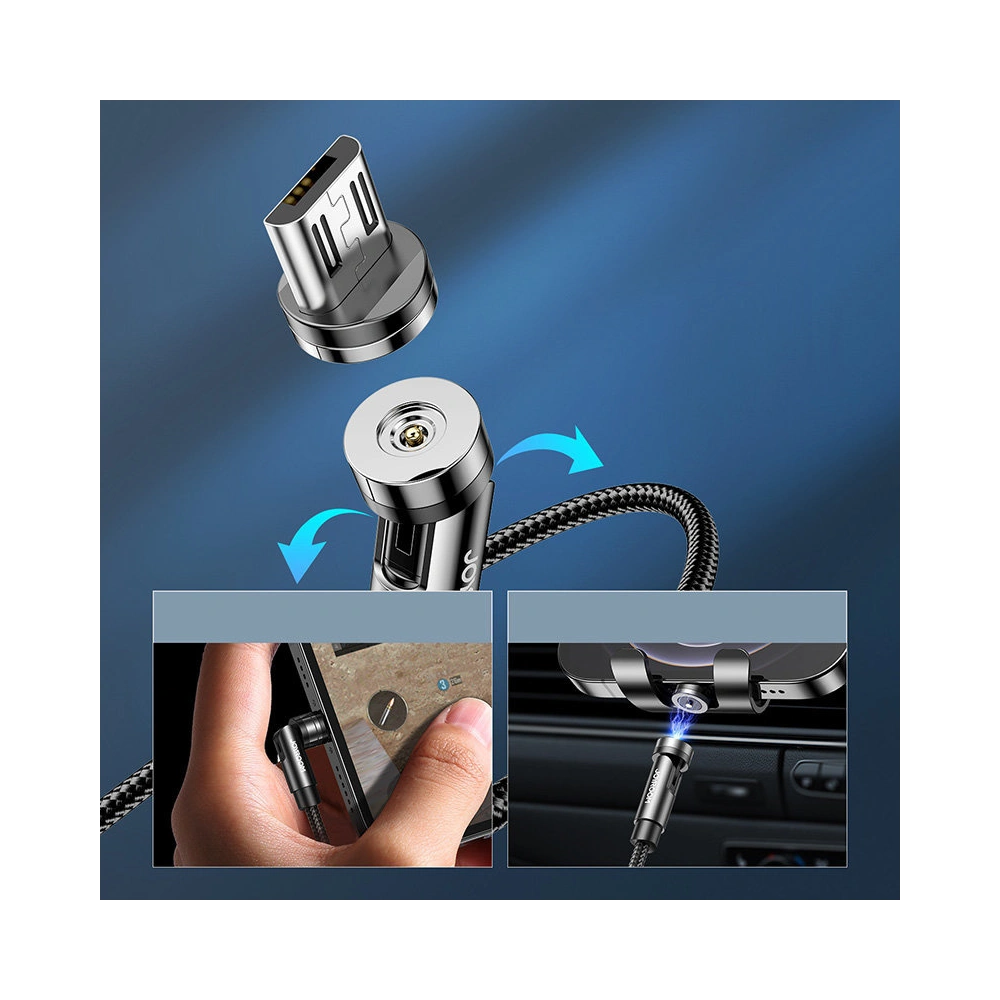 Hurtownia GSM - Magnetický kabel Joyroom 3w1 USB-Lightning/USB-C/microUSB pro nabíjení 2,4A 1,2m černý (S-1224X2 LCM black) - JYR299 - {ean13} - Hurt