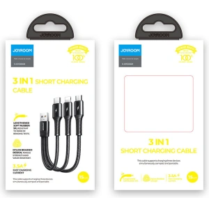 Hurtownia GSM - Kábel Joyroom 3w1 USB-Lightning/USB-C/microUSB 3,5A 15cm fekete (S-01530G9 LCM fekete) - JYR301 - {ean13} - Hurt