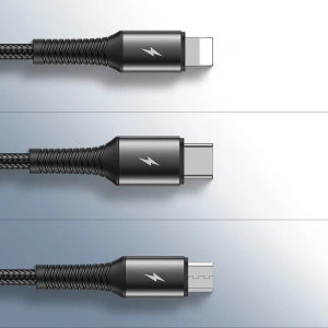 Hurtownia GSM - Kábel Joyroom 3w1 USB-Lightning/USB-C/microUSB 3,5A 15cm fekete (S-01530G9 LCM fekete) - JYR301 - {ean13} - Hurt