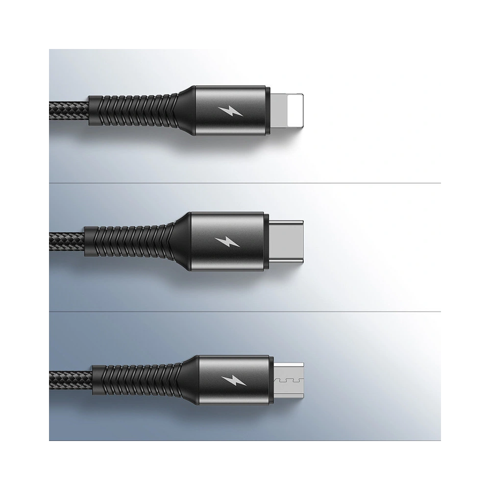 Hurtownia GSM - Kábel Joyroom 3w1 USB-Lightning/USB-C/microUSB 3,5A 15cm fekete (S-01530G9 LCM fekete) - JYR301 - {ean13} - Hurt