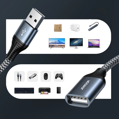 Kabel przedłużający Joyroom USB 2.0 480 Mbps 2m szary (S-2030N13 gray)