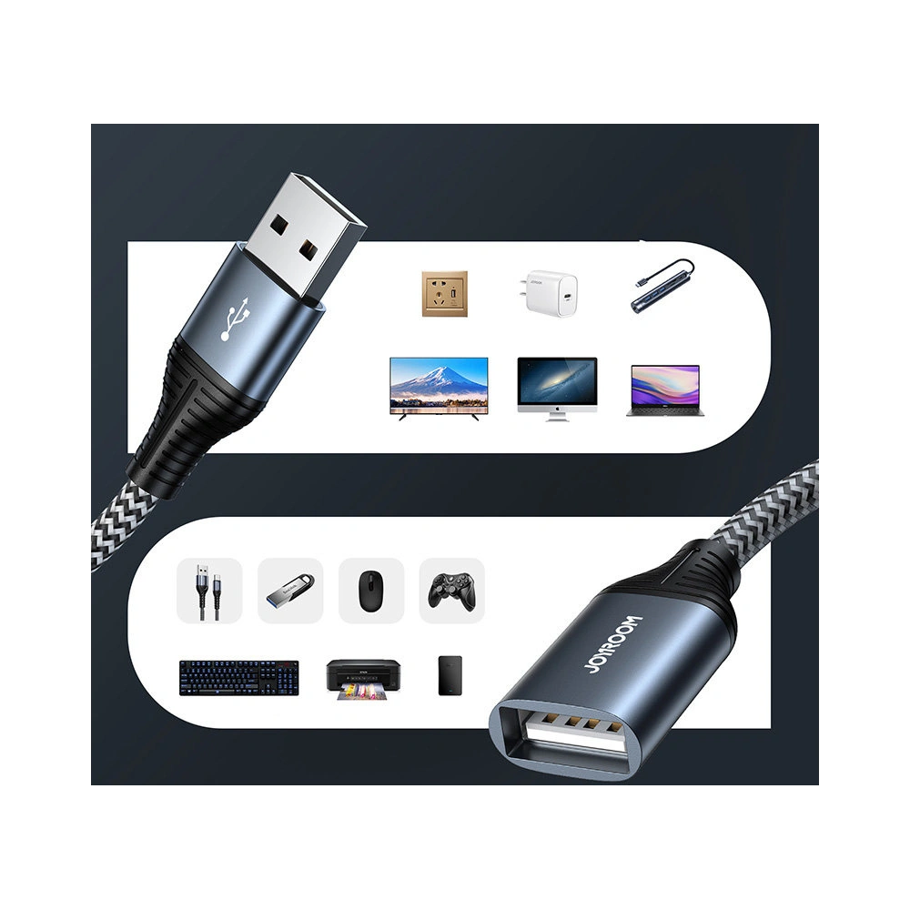 Hurtownia GSM - Cablul de extensie Joyroom USB 2.0 480 Mbps 2m gri (S-2030N13 gray) - JYR302 - {ean13} - Hurt
