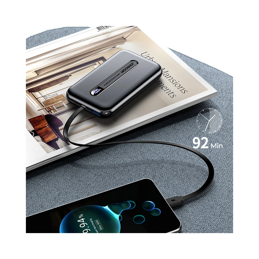 Hurtownia GSM - Powerbank Joyroom Linglong 10000mAh 20W Power Delivery Quick Charge USB/USB-C/cablu USB-C încorporat negru (JR-L001 black) - JYR304 - {ean13} - Hurt