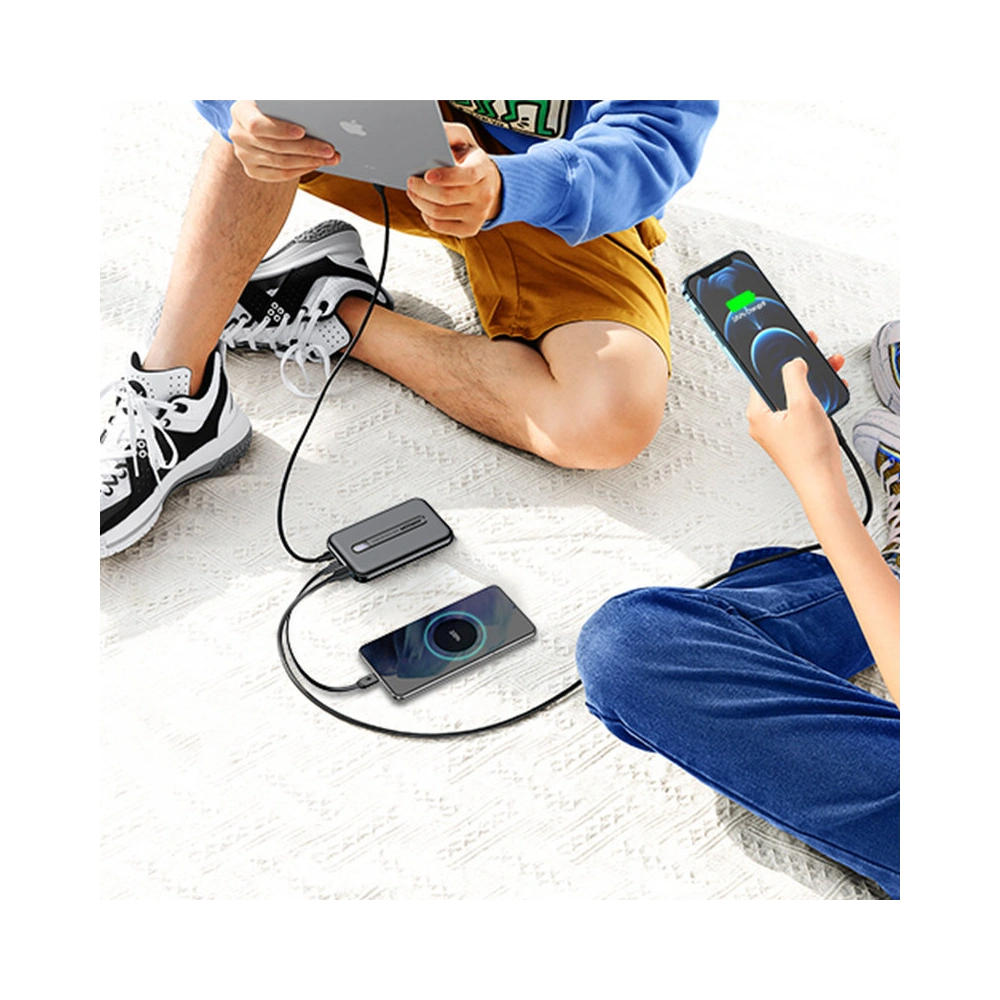 Wholesale Joyroom Linglong powerbank 10000mAh 20W PD QC USB / USB-C / built-in USB-C cable black (JR-L001 black) - JYR304 - {ean13} - Hurt