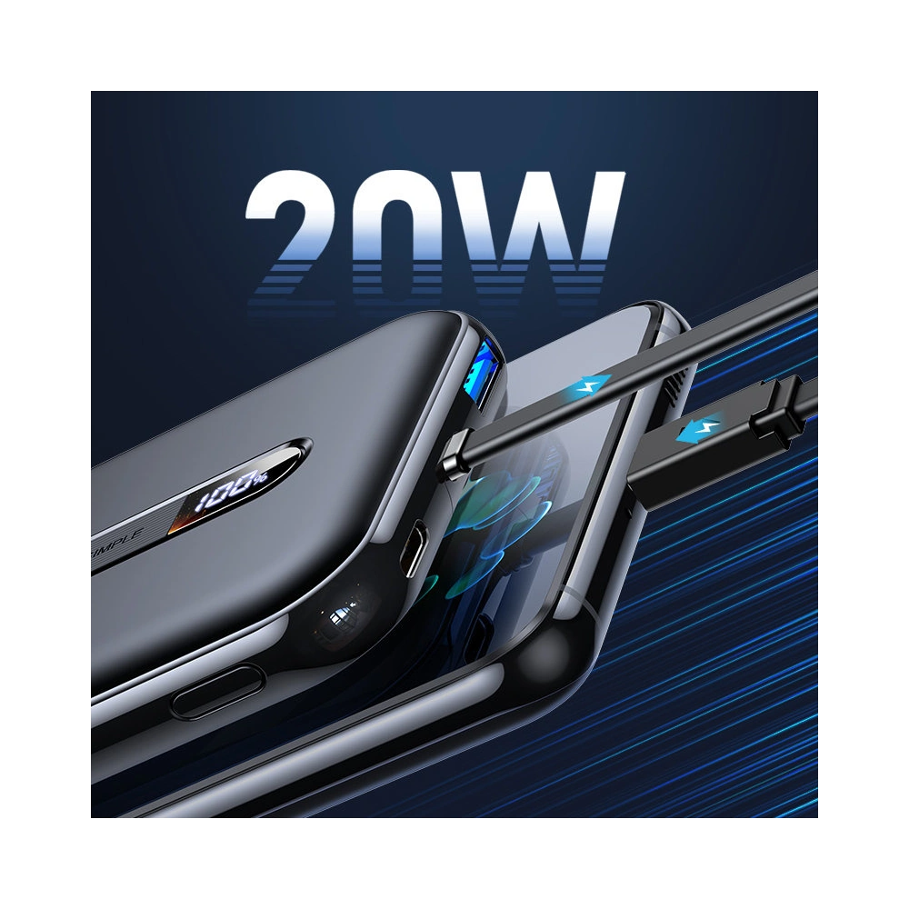 Hurtownia GSM - Powerbank Joyroom Linglong 10000mAh 20W Power Delivery Quick Charge USB/USB-C/cablu USB-C încorporat negru (JR-L001 black) - JYR304 - {ean13} - Hurt