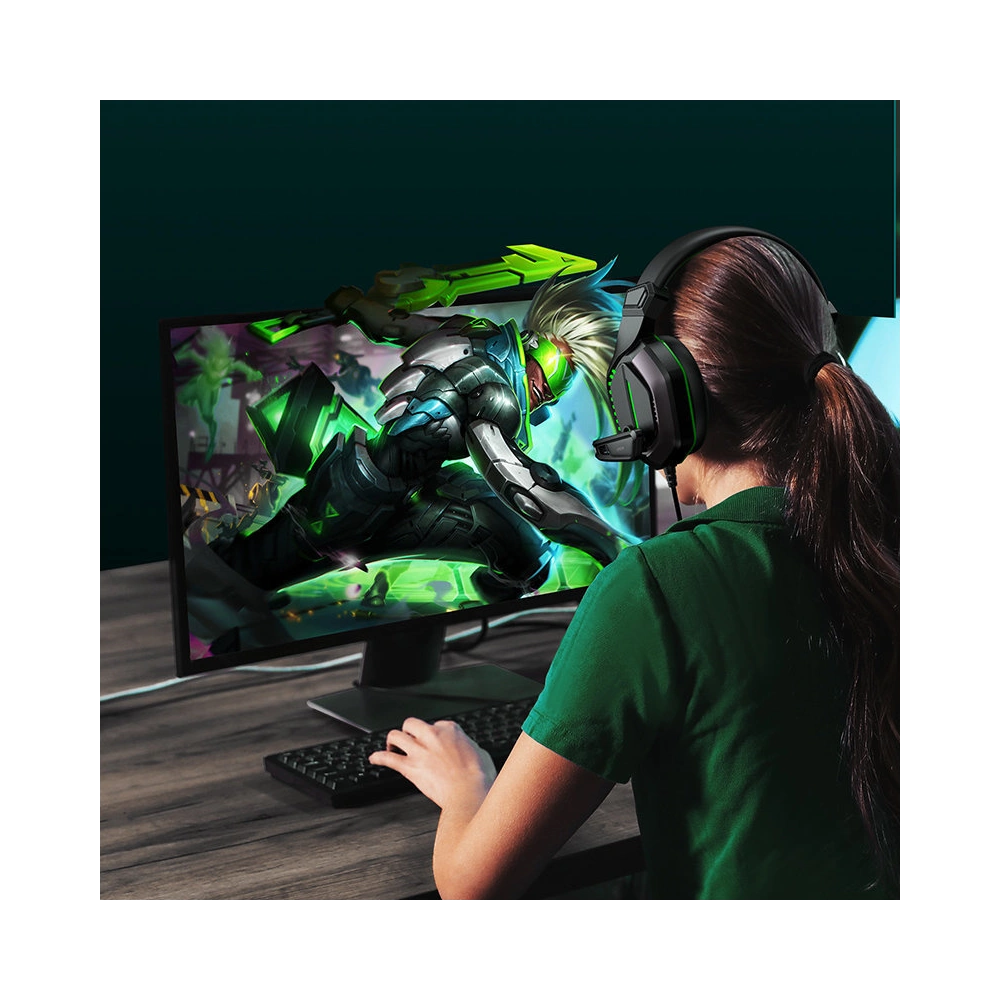 Hurtownia GSM - Căști de gaming Joyroom jack mini de 3,5mm cu control și microfon negru (JR-HG1 green) - JYR308 - {ean13} - Hurt