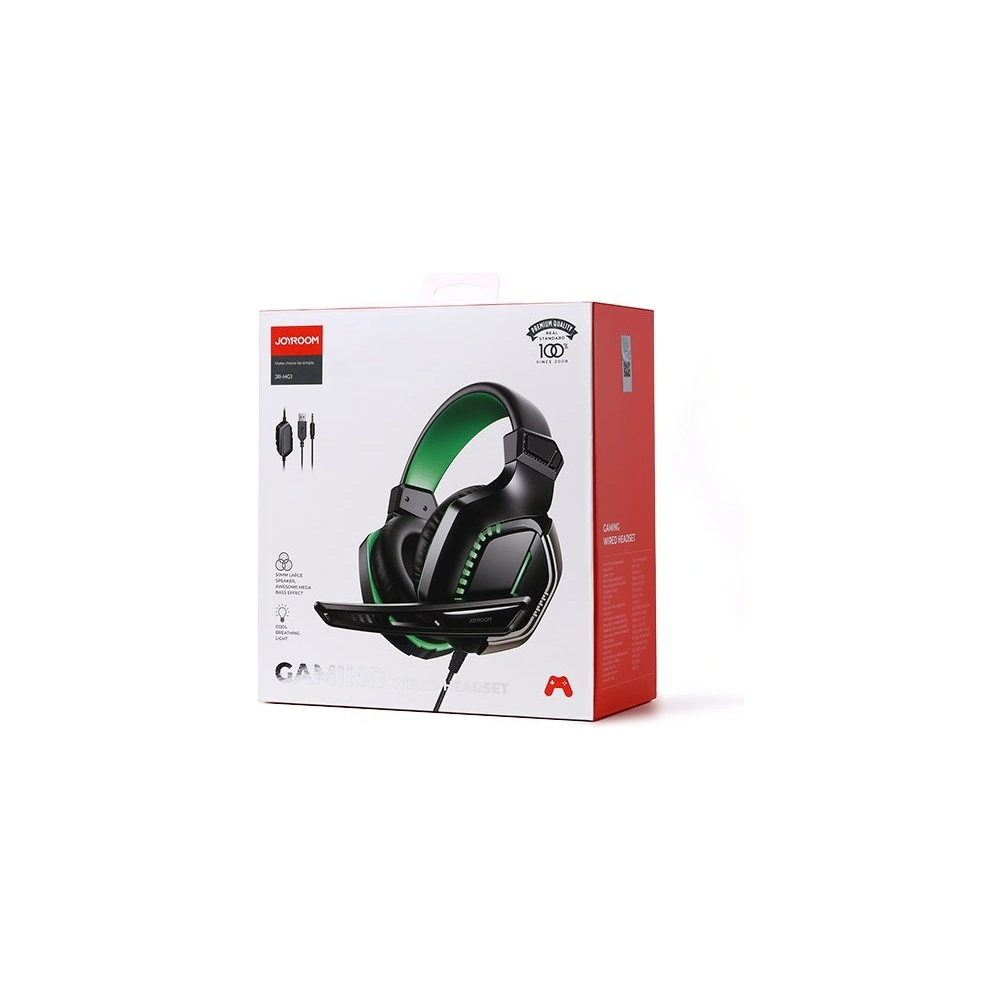 Hurtownia GSM - Herní sluchátka Joyroom 3,5mm mini jack s ovladačem a mikrofonem černá (JR-HG1 green) - JYR308 - {ean13} - Hurt