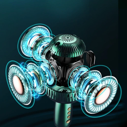 Bezprzewodowy mikrofon do karaoke Joyroom z głośnikiem Bluetooth 5.0 2500mAh zielony (JR-K3 green)