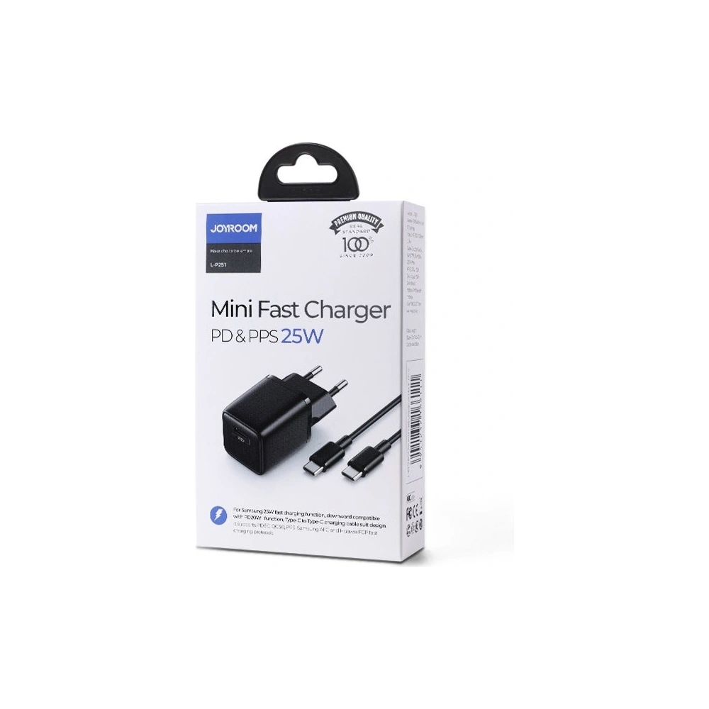 Hurtownia GSM - Ładowarka sieciowa Joyroom USB-C PD 25W czarny + kabel USB/USB-C (L-P251) - JYR316 - {ean13} - Hurt