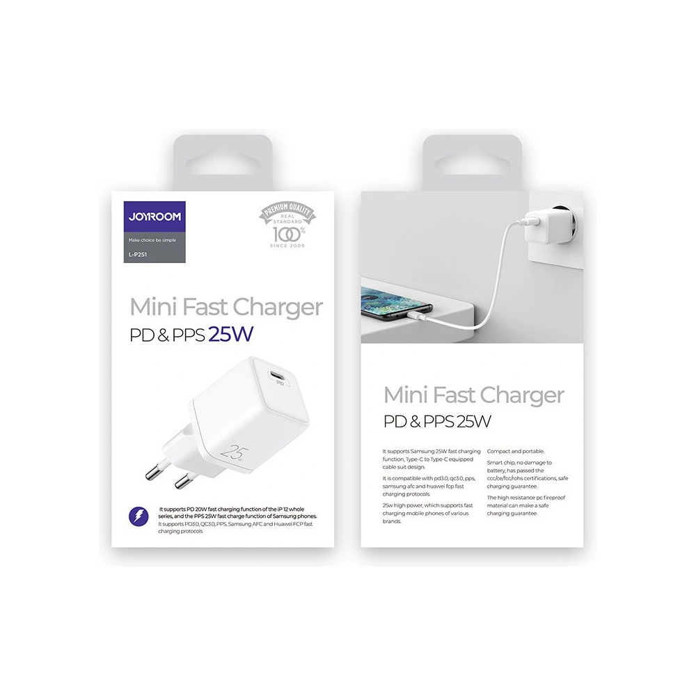 Hurtownia GSM - Încărcător de rețea Joyroom USB-C 25W 3A priză EU alb (L-P251) - JYR318 - {ean13} - Hurt