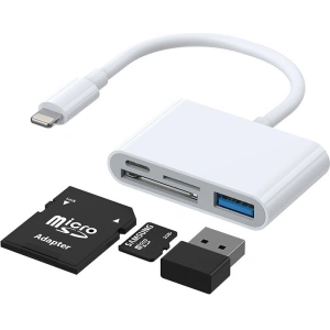 Hurtownia GSM - HUB Joyroom OTG Lightning - USB 3.2 Gen 1 (3.0, 3.1 Gen 1)/SD, TF kártyaolvasó/fehér Lightning (S-H142 white) - JYR319 - {ean13} - Hurt