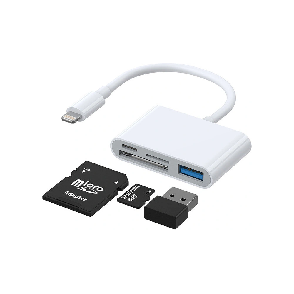 Hurtownia GSM - HUB Joyroom OTG Lightning - USB 3.2 Gen 1 (3.0, 3.1 Gen 1)/čtečka karet SD, TF/Lightning bílý (S-H142 white) - JYR319 - {ean13} - Hurt